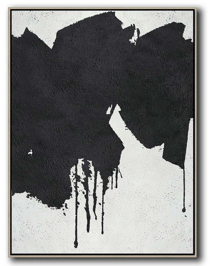 Hand Painted Extra Large Abstract Painting,Black And White Minimal Painting On Canvas - Contemporary Art Wall Decor
